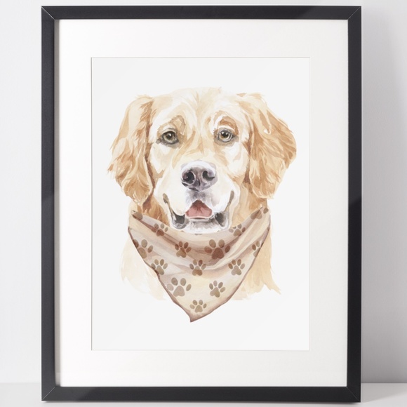 Other - Watercolor Retriever Pet Dog Wall Art Illustration Print Poster Card Unframed
